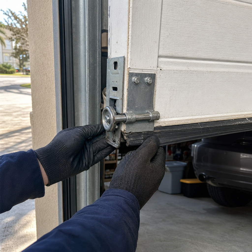 Garage door roller and bracket repair
